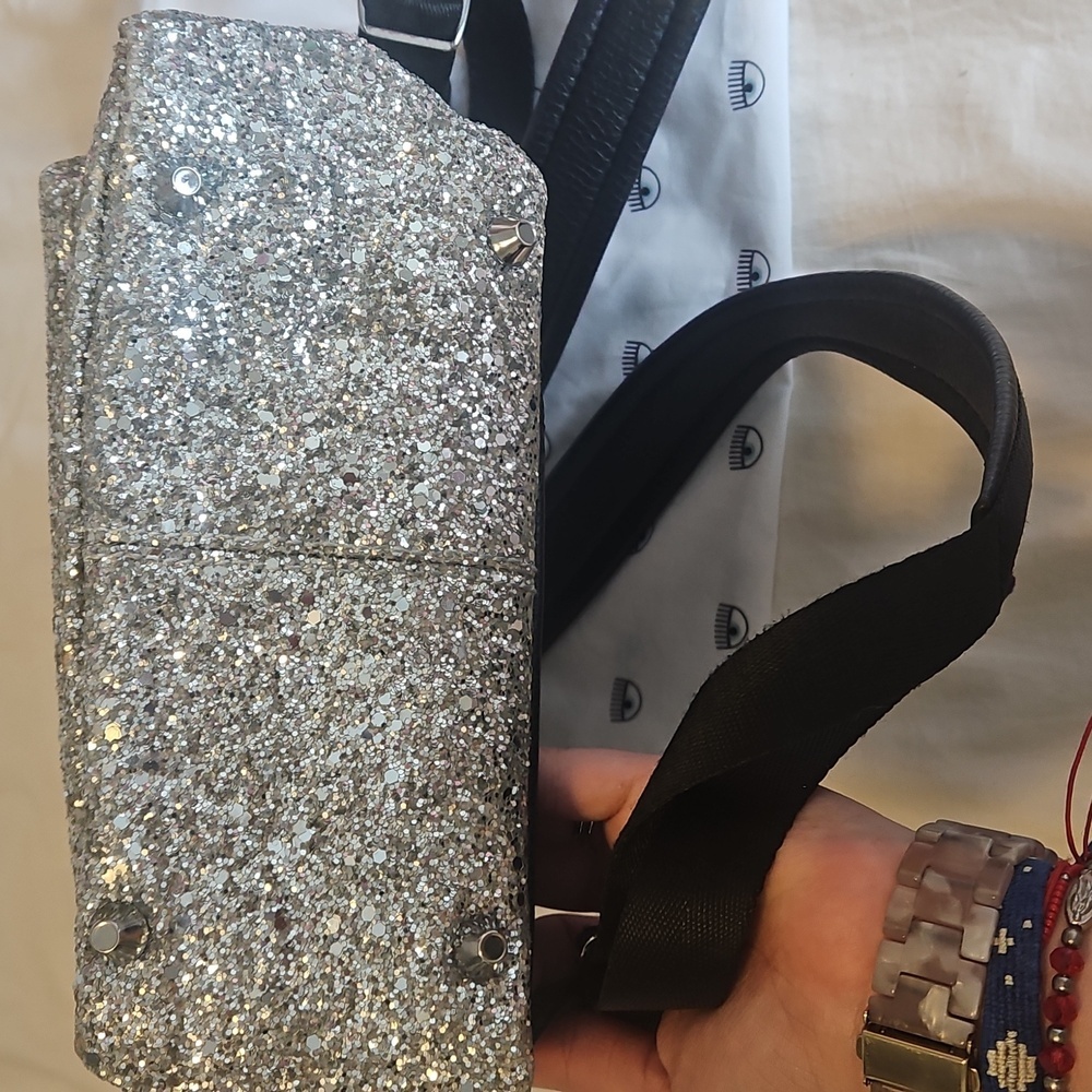 Chiara Ferragni Silver Glitter Eye Backpack - Picture 11 of 14